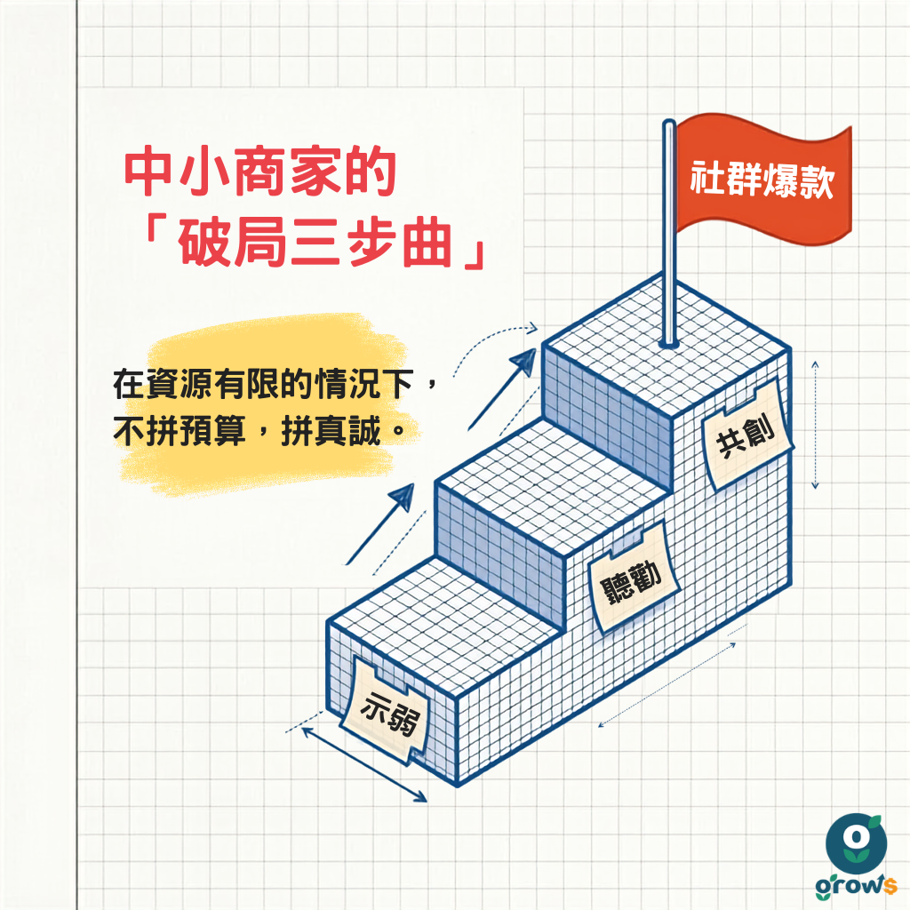 中小商家的「破局三步曲」：示範、聽勸、共創。在資源有限的情況下，不拼預算，拼真誠